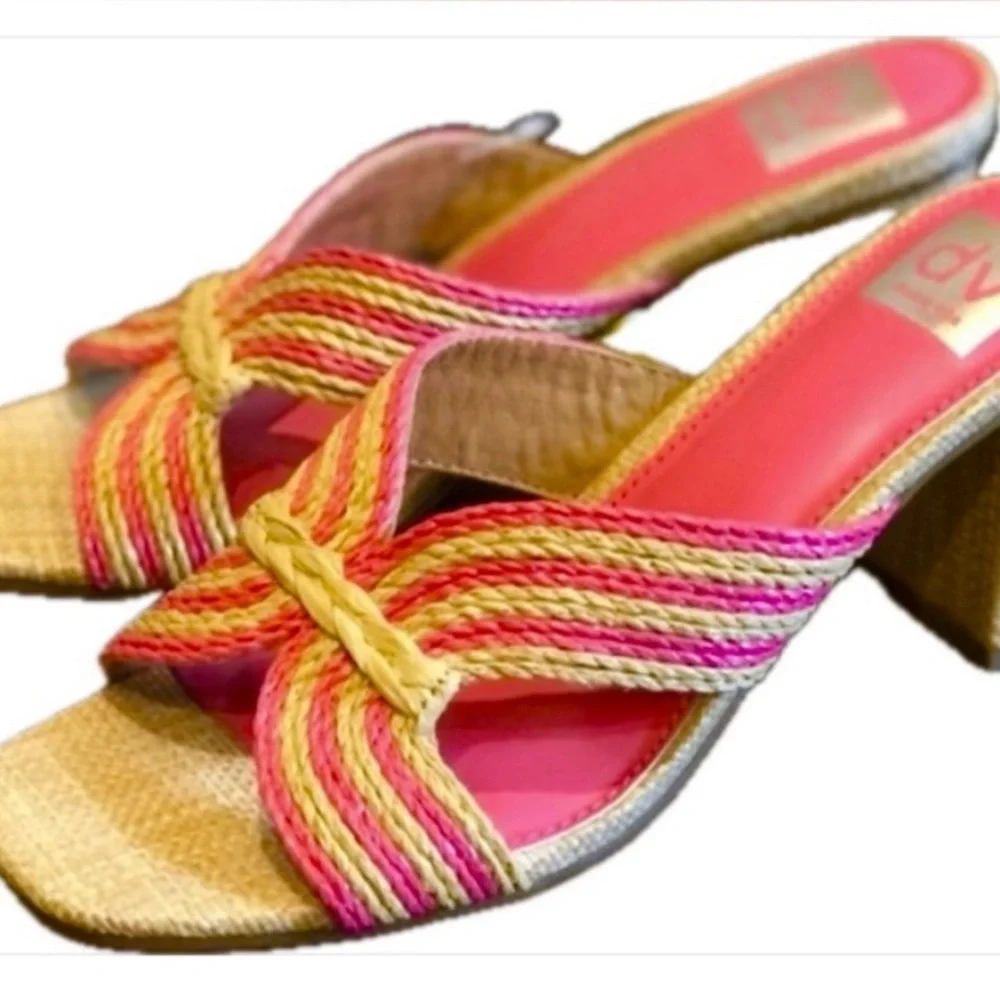 ✅🆕Doca Vita Haddy style 3" high heel
raffia sandal in pink /tan SANDAL - Picture 2 of 8